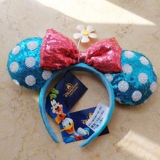 Disney Parks Minnie Mickey Polka Dot Sequins Ears Sun Flower Headband US POST