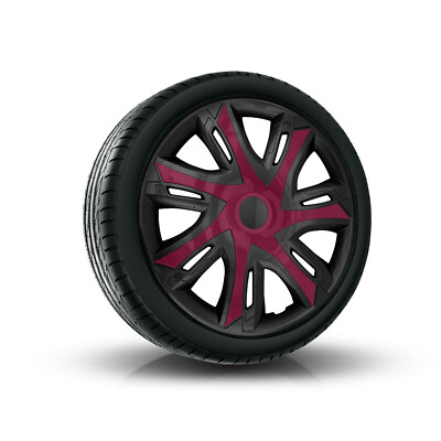 Tapacubos Universales NRM Strong Duocolour – Juego De 4 En Negro Y Azul, Tamaño 15" Con Diseño Deportivo