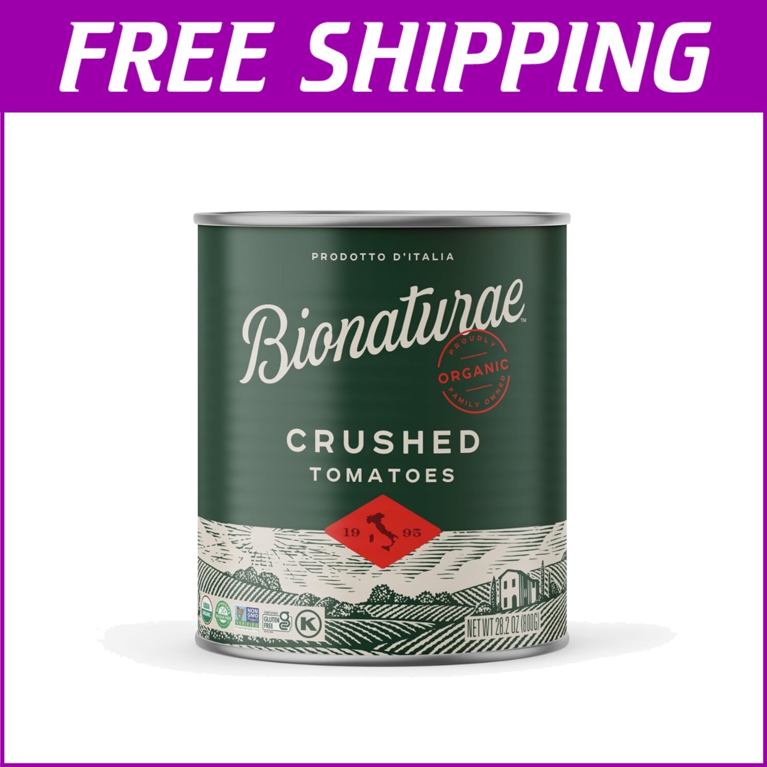 Tomates triturados orgánicos no transgénicos cosechados a mano - perfectos para recetas - 28,2 OZ