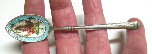 OLD STERLING SILVER FRENCH ENAMEL SOUVENIR SPOON MONTREAL 9.1 GRAMS - Picture 1 of 3