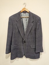 Vintage Sport Coat Hart Schaffner Marx Silmerra Silk Grey Plaid Blazer Sz 42 R