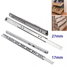 17mm / 27mm Drawer Runners Ball Bearing Grooved Slides Draw Cabinet Rail UK