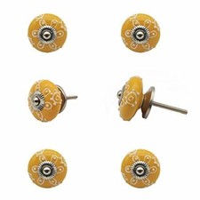 Hand Painted Ceramic Knobs Pack of 6 US