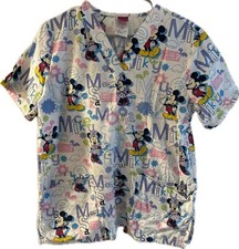 Wonderful World Disney Mickey Minnie Mouse How Many Turtles Scrub Top Sz Small