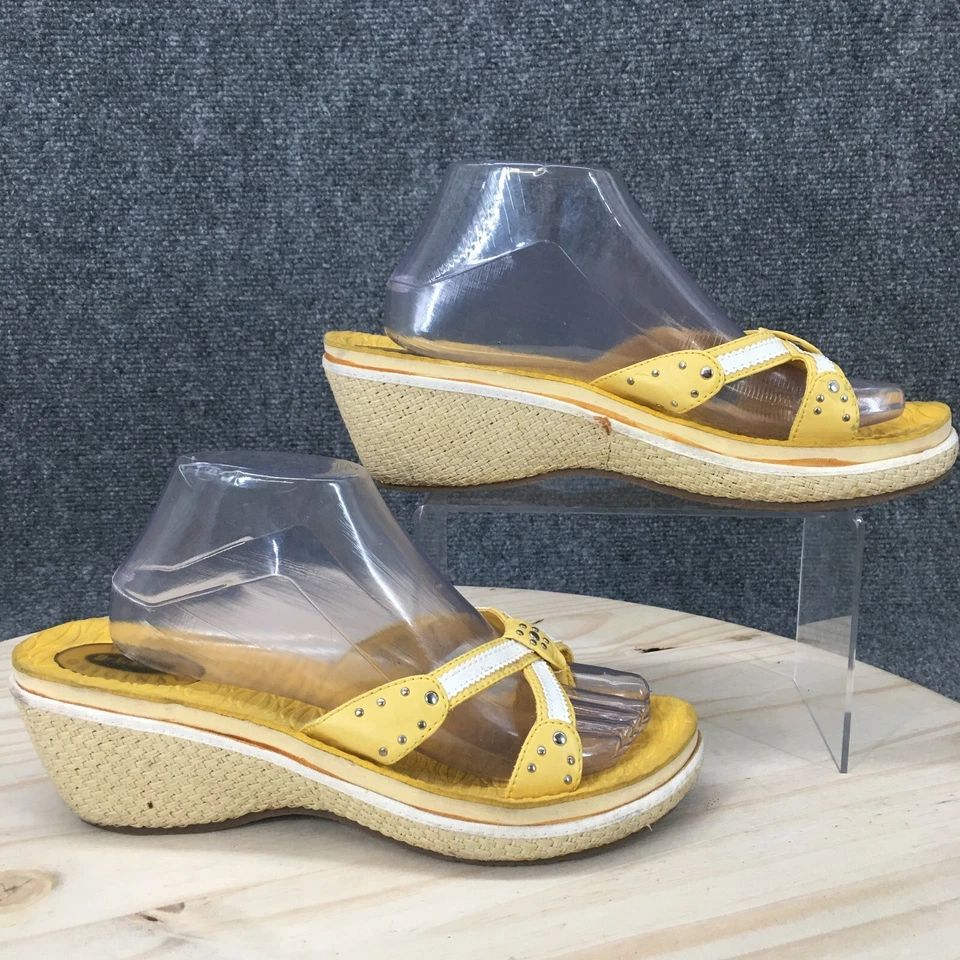 Sandalias Dr Scholls para mujer 10 M Nirvana con tiras deslizables cuña de imitación de cuero amarillo Foto 2 de 4