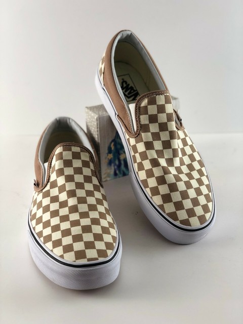 vans checkerboard slip on tigers eye