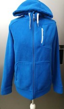 Quechua Warm Winter Womens Fleece Jacket Cobalt Blue Pockets Hooded Coat Zip M L