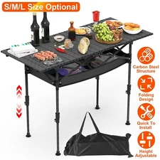 Adjustable Height Table Folding Portable Roll-up Camping Outdoor Picnic Table