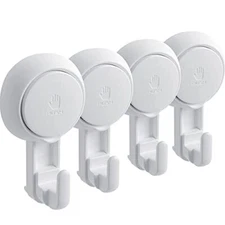  Shower Suction Cup Hooks - 4 Pack Reusable Heavy Duty Vacuum Suction 4 pack