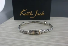Sterling Silver CELTIC Dragon Weave Bracelet 18K accent Keith Jack Boxed