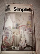 Simplicity Pattern 7646 Baby Room Crib Pillows Blanket Curtains UNCUT