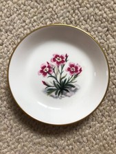 ROYAL WORCESTER ALPENBLUMEN UNTERSETZER FEINES BONE CHINA SCHMUCKSCHALE ROSA BLUMEN