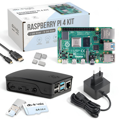 Raspberry Pi 4 4GB Kit Black | 64GB Edition | Offizielles Netzteil 15W | Gehäuse