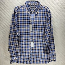 NEW Daniel Cremieux Signature Blue Plaid Men's Shirt Size XXL Long Sleeve 90