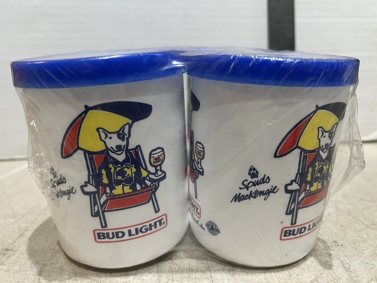 1 - Vintage Spuds McKenzie Blue Bud Light Beer Kan Koozie Foam