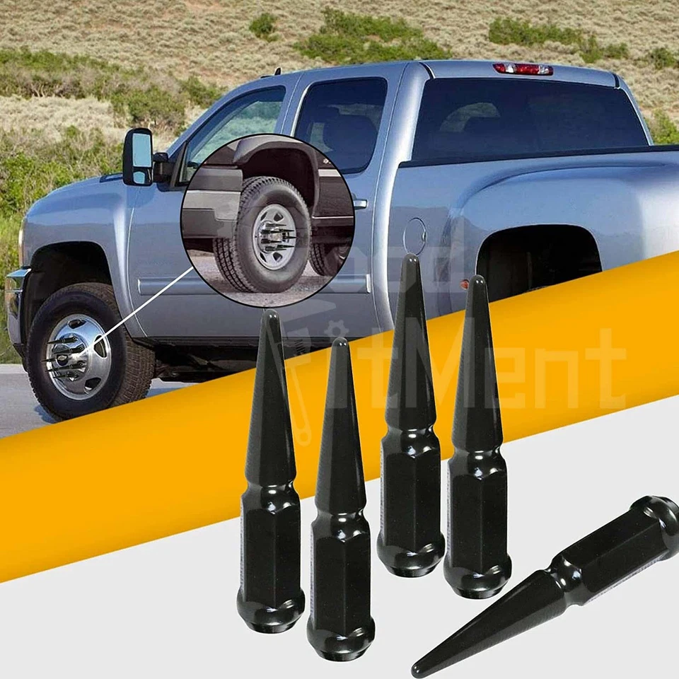 Tuercas de clavo 32 piezas para Ram 2500 3500 negras M14x1,5 con llave acero de 4,4"" de alto 32X Foto 2 de 4