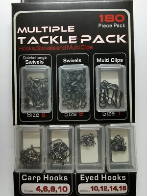 Set 2 11BOXEN GROBES KARPFEN ANGELGERÄT VERPACKT HAKEN, WIRBEL, MULTI CLIPS