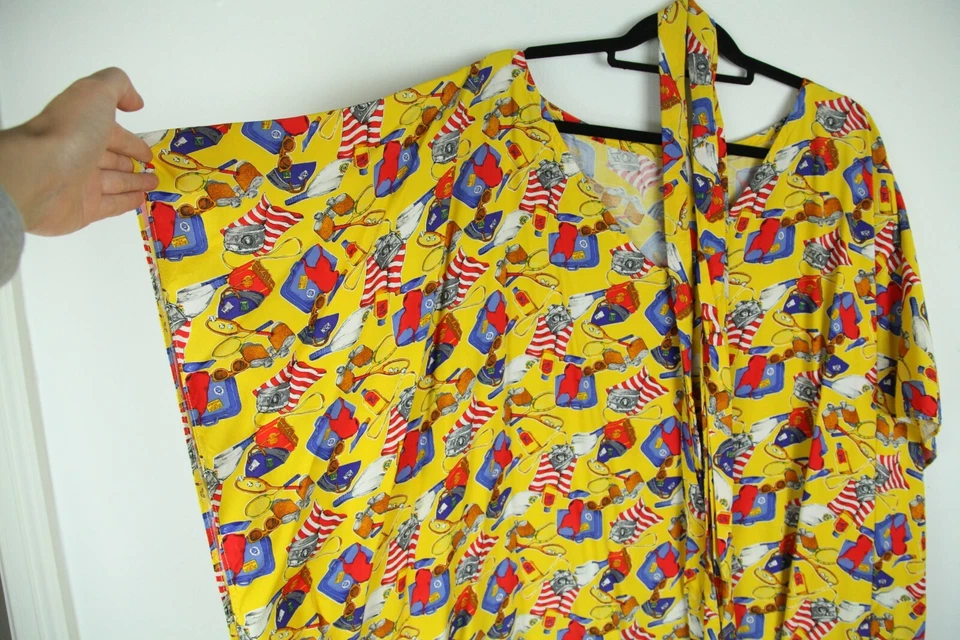 Vintage Talla Grande Caftán Rayón Novedad Estampado Preppy Maximalista Playa Vacaciones Foto 3 de 4