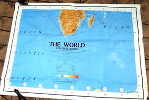 South Africa S. Atlantic OCEAN - 40X56" extra Large MAP