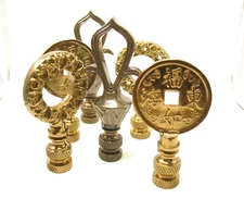 Lamp Finial Lot of 6 Assorted Lampshade Finials New Antiqued Brass 3 pair #AB2