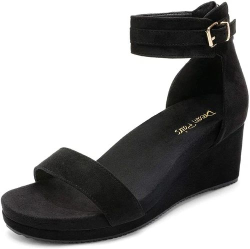 Women Ankle Strap Open Toe Back Zipper Platform Casual Dress Wedge Sandals - Picture 9 of 39