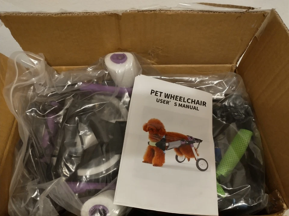 Silla de ruedas para mascotas de dos ruedas RUNMIND con soporte abdominal - caja abierta talla S Foto 3 de 4