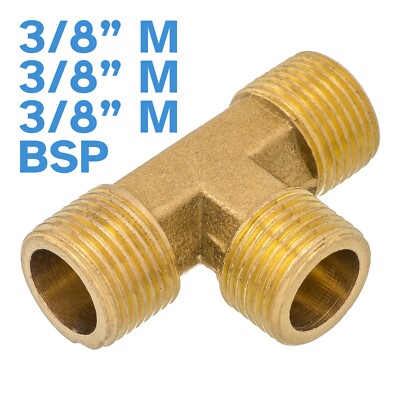 Brass 3/8'' - 3/8'' - 3/8'' Male BSP 3 Way Splitter Fitting Tee Pipe Connector