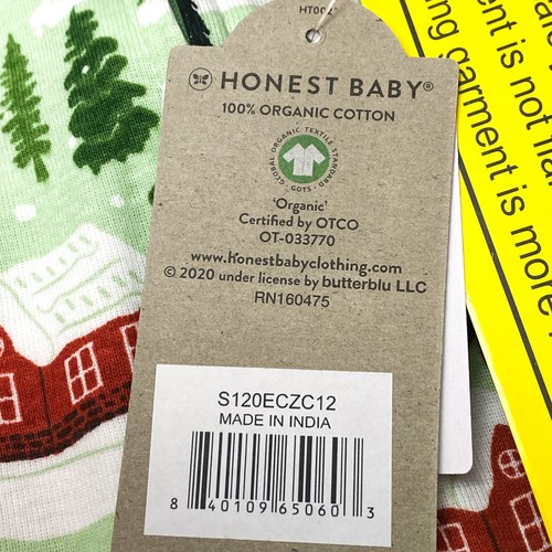Honest Baby Boys Size 12M Long Sleeve Footed Pajama Christmas Green - Picture 4 of 7