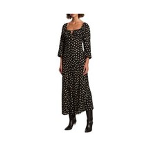 NWT Faithfull The Brand Benedita Las Flores Black Floral Midi Dress Size US 4