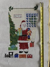 Hand painted needlepoint stocking canvas