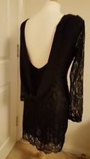 black lace open back sexy mini dress