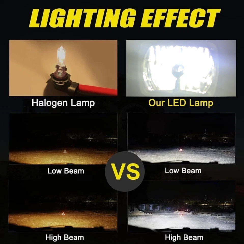 Faróis de LED DRL feixe alto/baixo para Nissan Pickup Hardbody D21 2SETS 7x6" NOVO - Imagem 4 de 4