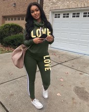 Women 2 Piece Sweatsuit Set Hoodie Jogger Lounge Outfit Tracksuit S-3X