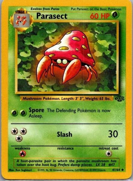 Parasect 41/64 Jungle Rare NM Pokemon TCG