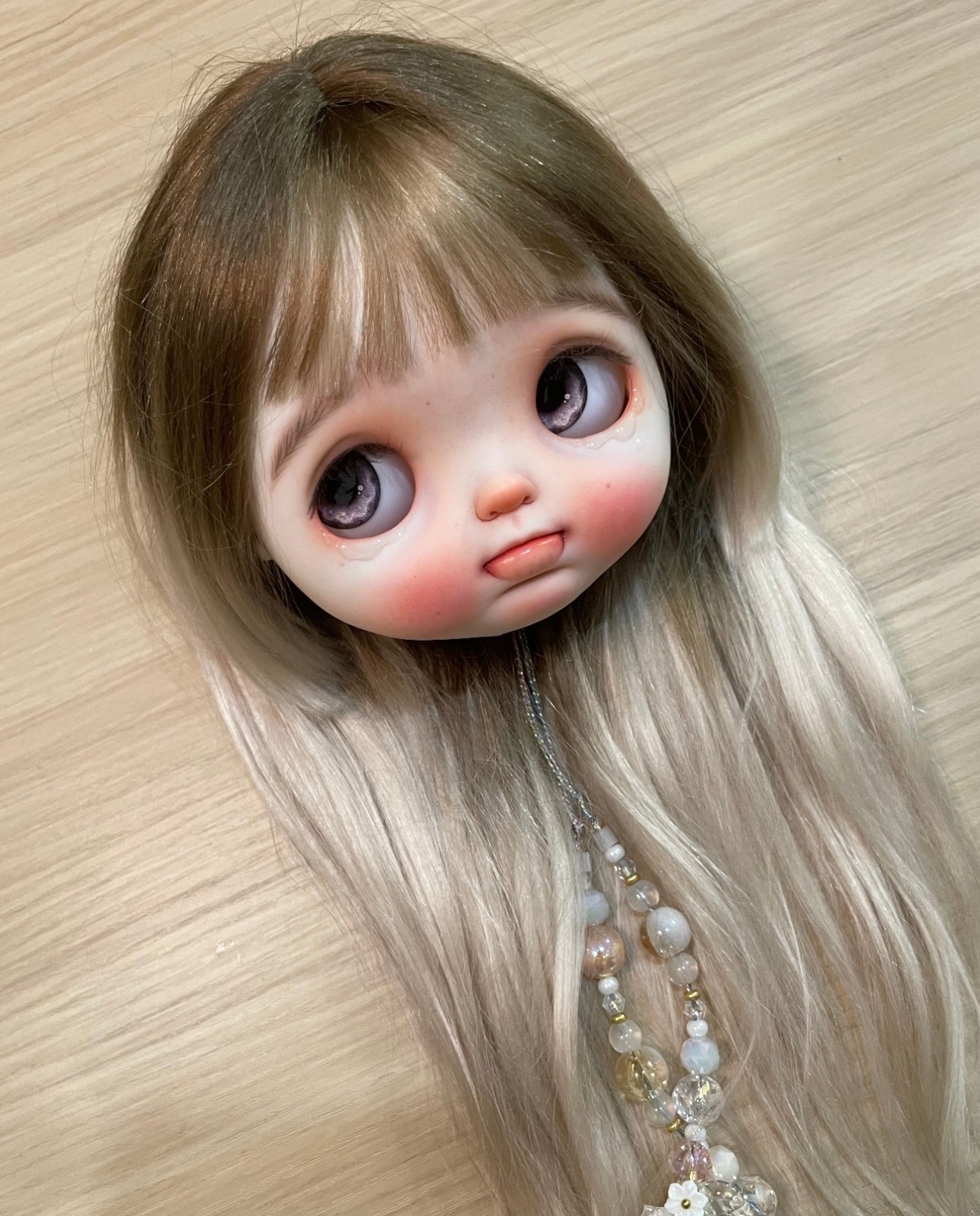 Custom Blythe Doll Only Faceplate RBL Handcrafted OOAK Faceup Grievance Look