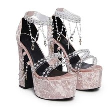 HOLY REVELATION PLATFORM HEELS - PINK BY SUGAR THRILLZ DOLLSKILL NEW UNUSED 