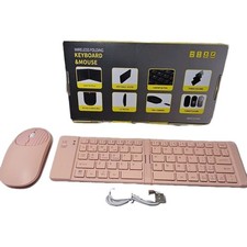 Wireless Folding Compact Keyboard  Mouse Pink BM-01 Bluetooth USB QWERTY 1600  