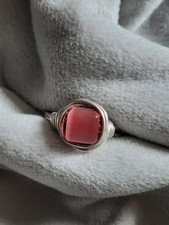 Handmade Wire Strand Ring With Pink Stone Size 10 Pre-owned Excellent Condition