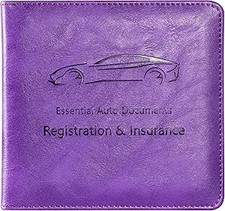 Car Registration and Insurance Card Holder, PU Leather Insurance Color: Purple