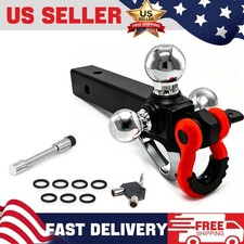 Tri Ball Hitch Trailer Mount Tow Hook Clevis Shackle Fits 2 Receiver W Lock