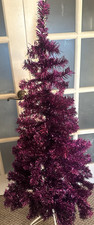 Artificial Unlit Tinsel Christmas Tree - 4' -Purple with Metal Stand