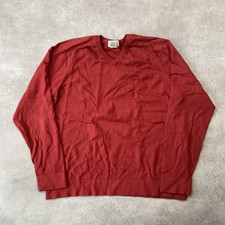 L.L.Bean Jumper Mens Large V-Neck Cotton Cashmere Long Sleeve Sweater, Red