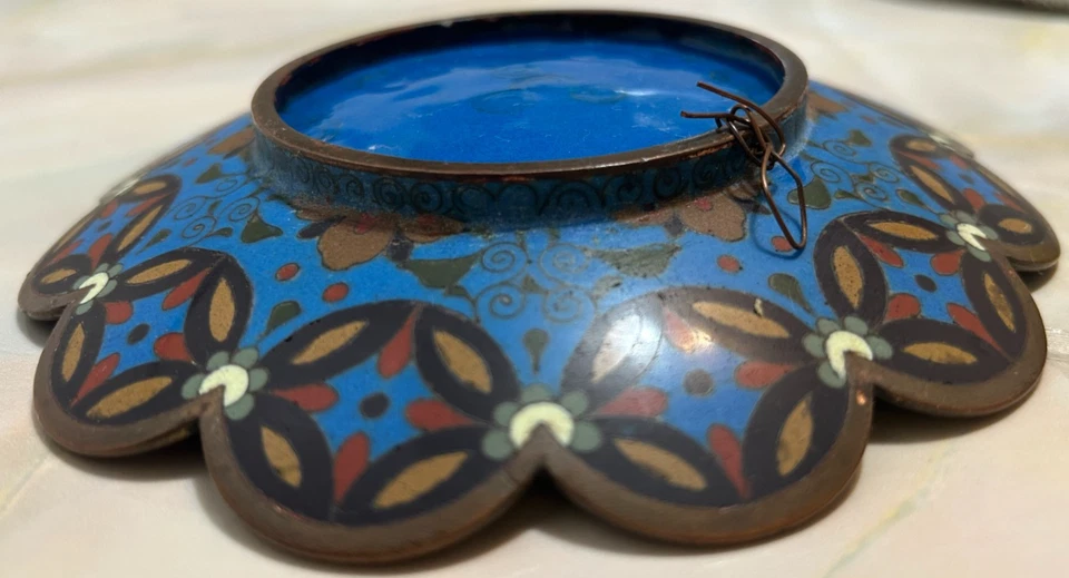 Placa/prato de esmalte japonês antigo cloisonne Meiji c1890 - Imagem 4 de 4