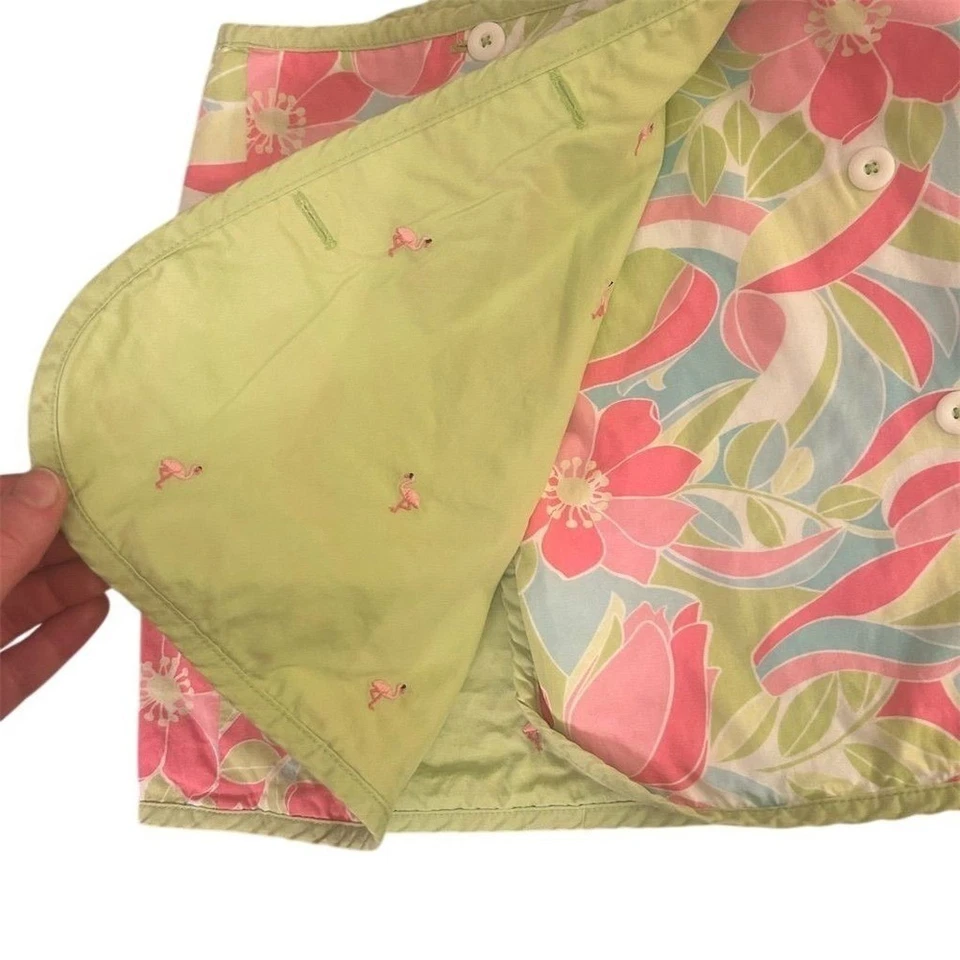 Falda envolvente reversible Gymboree para niñas talla 6 estampado floral flamenco playa tropical Foto 2 de 4