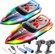 Remote Control Boat, 2 Packs 10 Inch Fast Speed RC Boat 15 KPH for Pools  Salt