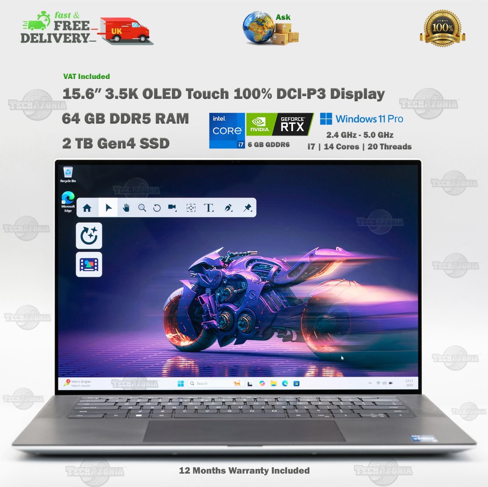 Dell XPS 9530 15.6″ 3.5K OLED Touch Laptop 64GB DDR5 RTX 4050 2TB SSD, i7-13700H