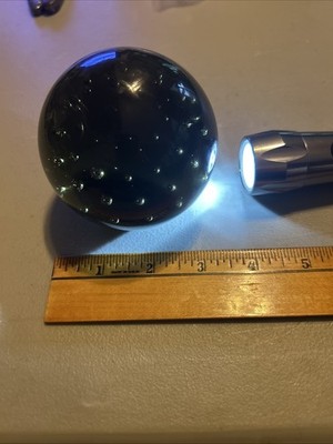 Unusual Smoke/Black Art Glass Paperweight Bubbles Murano? No Makers Mark