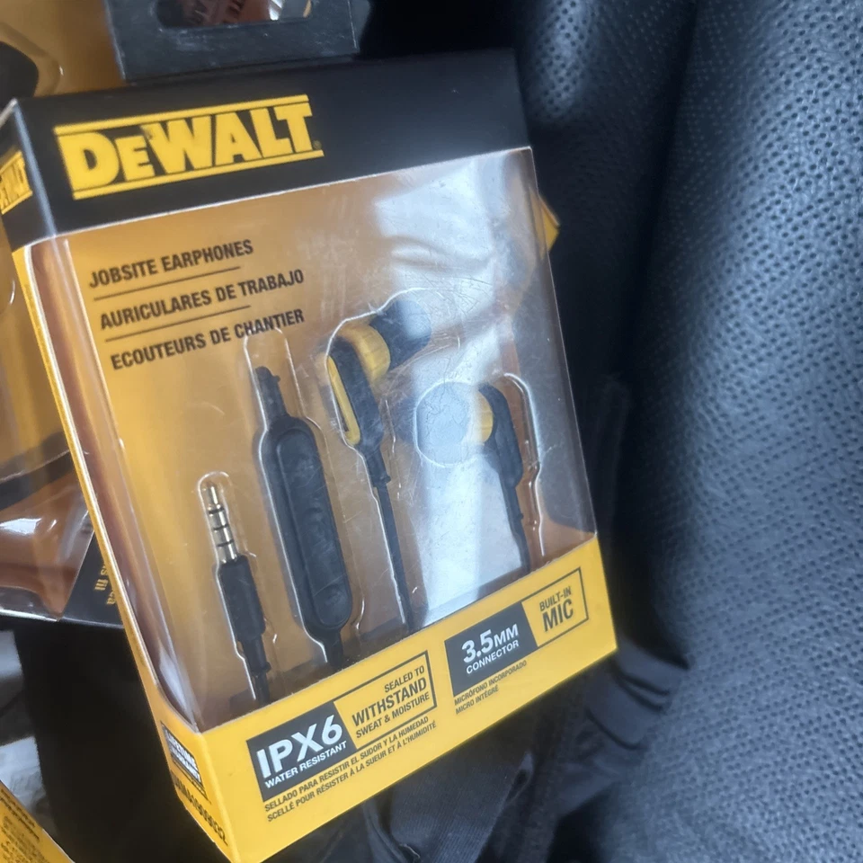 DEWALT JOBSITE EARPHONES w/ Microphone & Shirt Clip (DXMA1909032) New SEALED! - Image 2 of 4