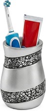 Silver Mosaic Bathroom Cup - Electric Toothbrush and Toothpaste Holder for Bathr