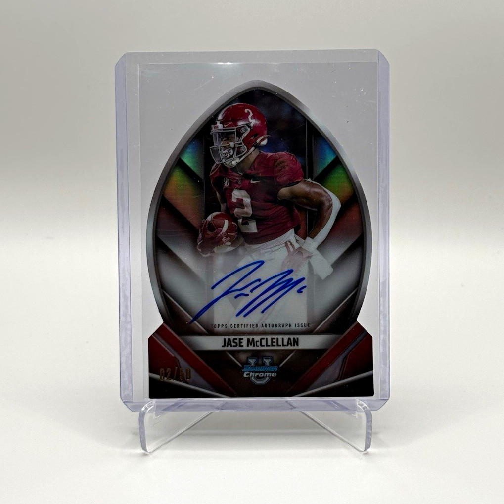2023 Topps Bowman University Chrome Jase McClellan FOFA-JM RC Auto Orange /50